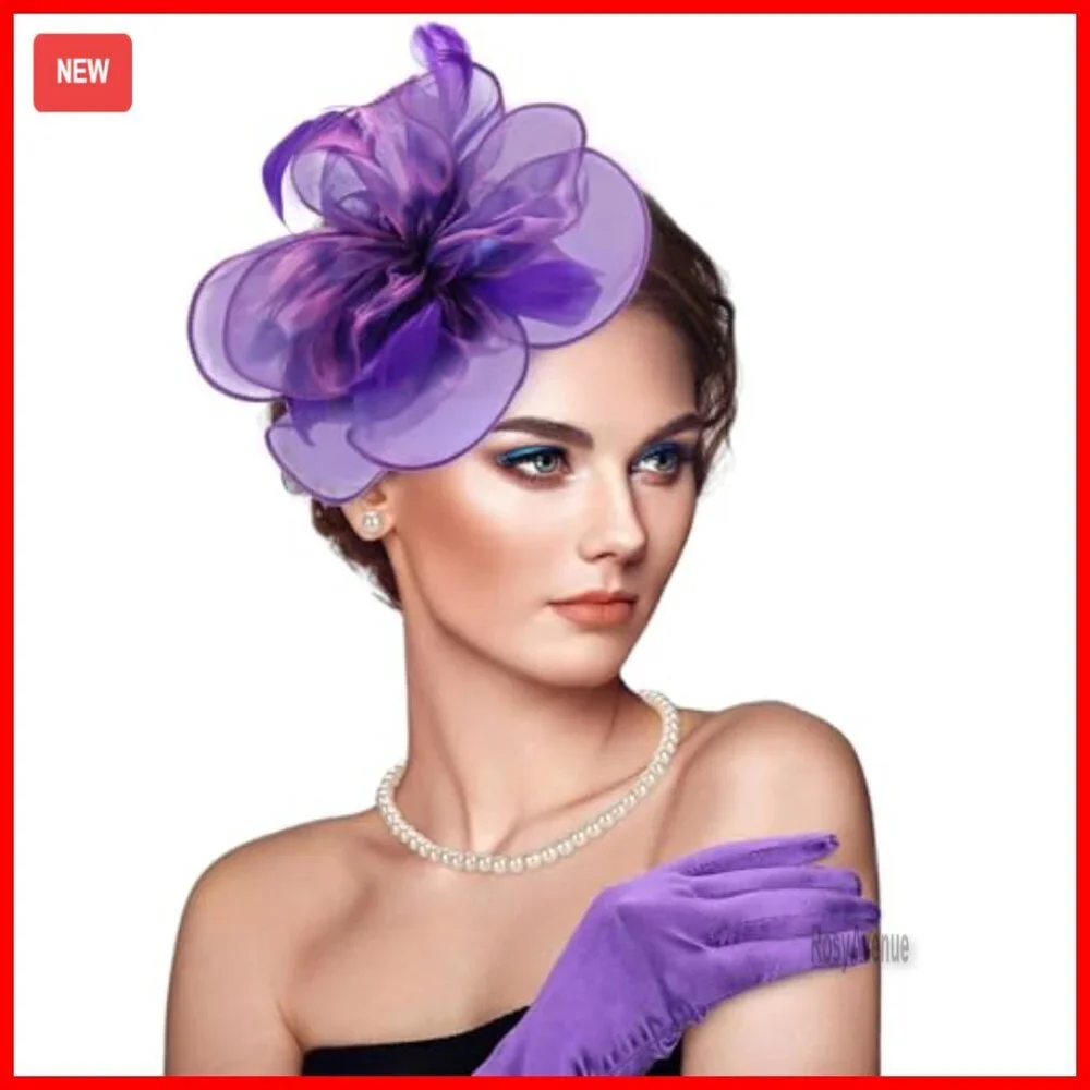 White Fascinator Hat with Gloves Set for Women Tea Party Wedding Costume